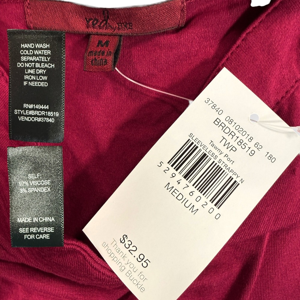 RED by BKE Sleeveless Strappy Neck Bodysuit Womens M Maroon Mock Neck Thong Snap - Picture 9 of 10